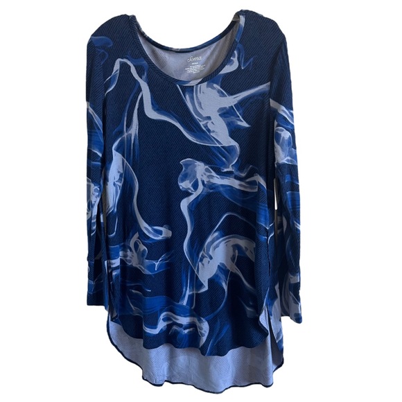 NWT Soma Soft Jersey Shirt Tail Tunic Top Size M Vapor Navy Print - Picture 4 of 15